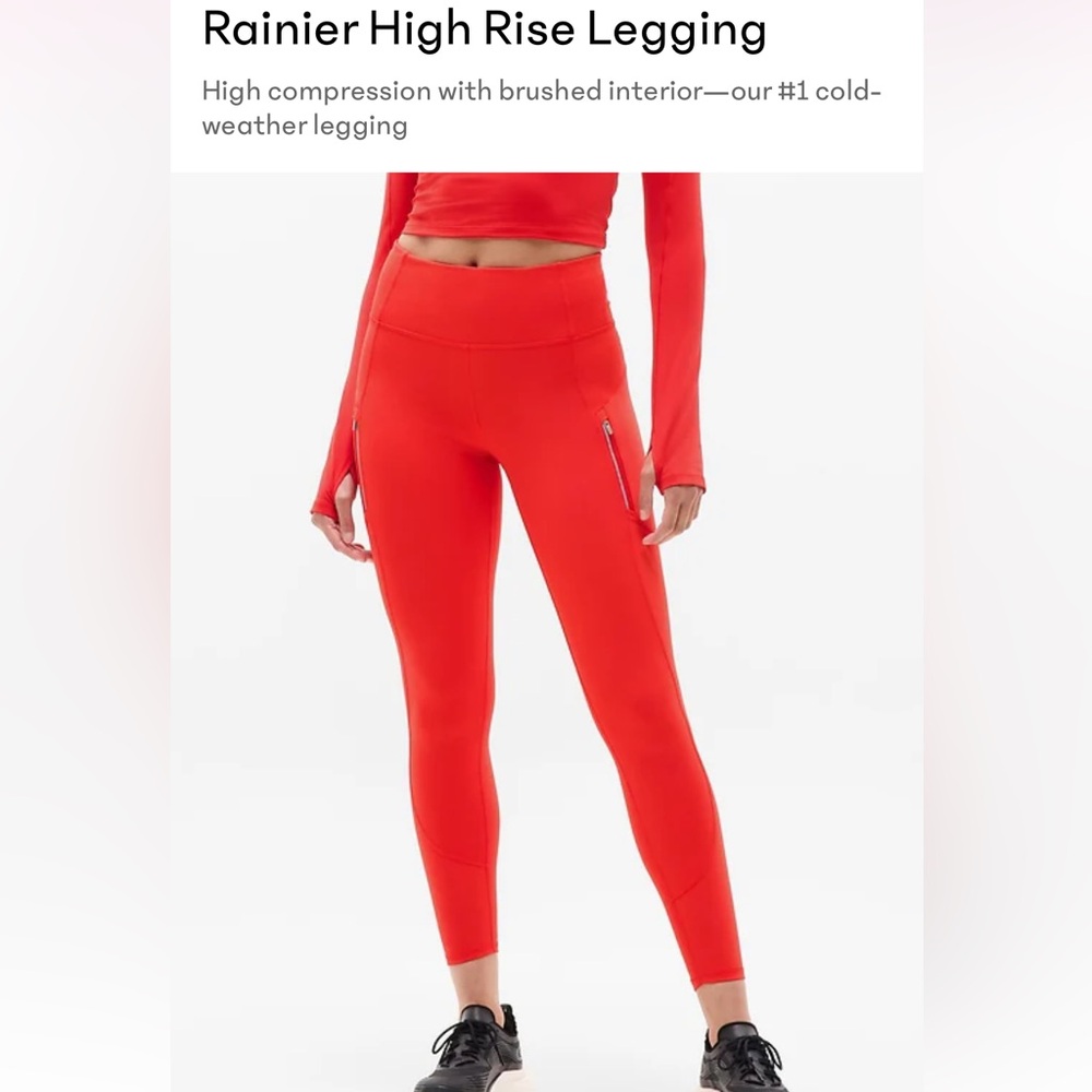 Athleta Red Rainier Tight Leggings